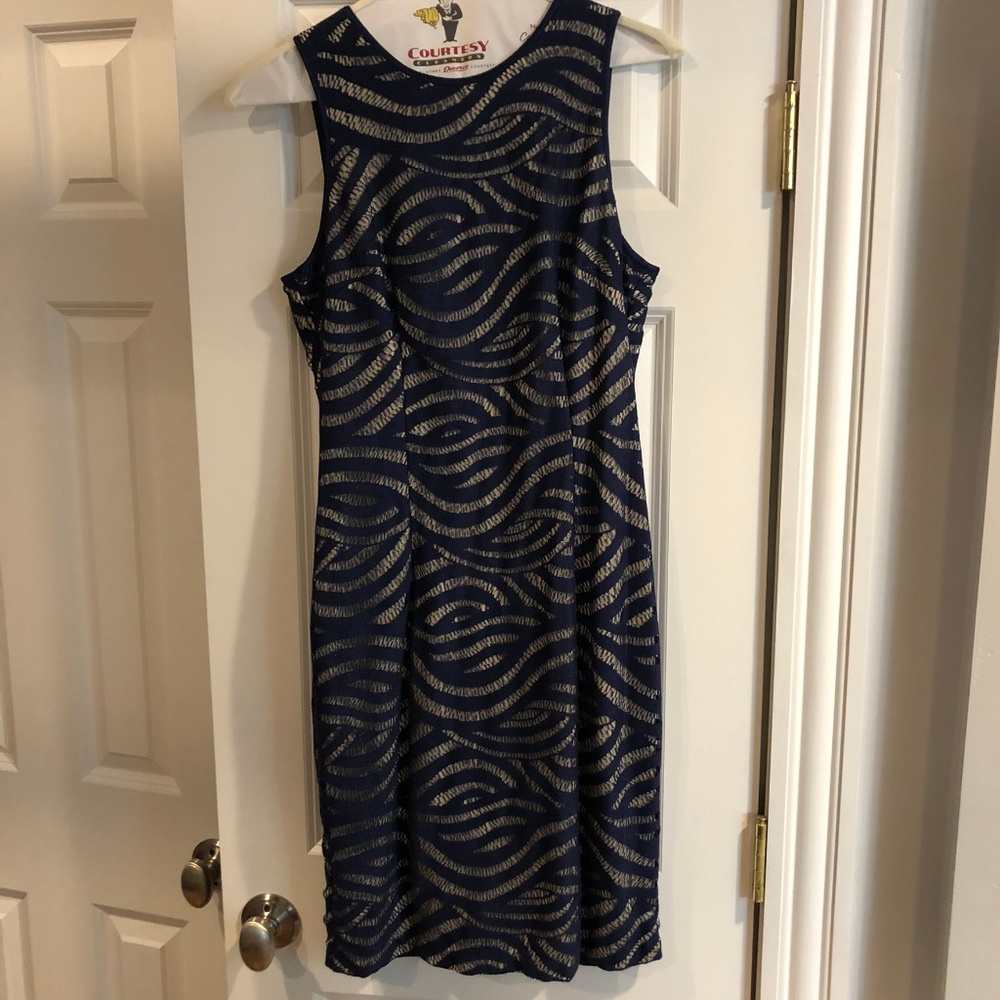 Maggy London lace dress with nude underlay